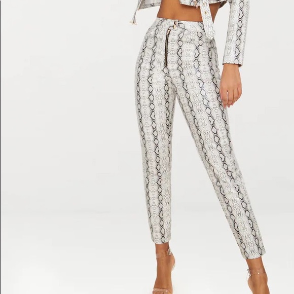 PRETTYLITTLETHING PLT Python Faux Leather Trouser - Picture 1 of 10